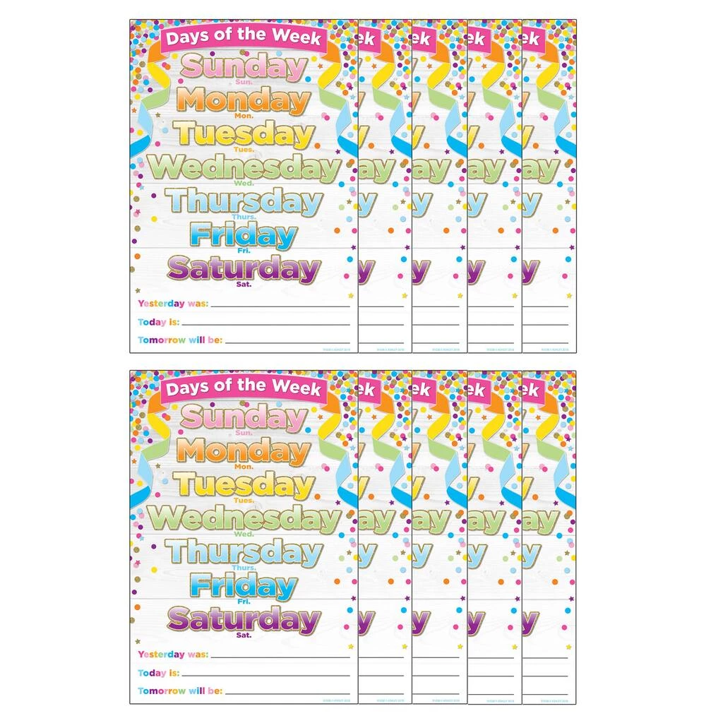 Budget π Smart Poly™ Confetti Days of the Week Chart, 10ct. by ASHLEY PRODUCTIONS π 4 Budget π Smart Poly™ Confetti Days of the Week Chart, 10ct. by ASHLEY PRODUCTIONS π - Image 2
