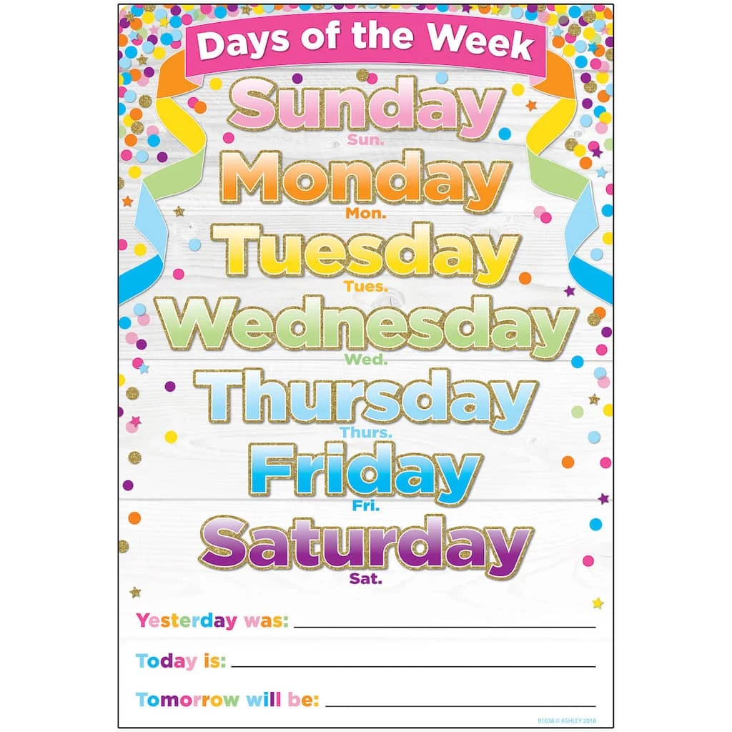 Budget π Smart Poly™ Confetti Days of the Week Chart, 10ct. by ASHLEY PRODUCTIONS π 3 Budget π Smart Poly™ Confetti Days of the Week Chart, 10ct. by ASHLEY PRODUCTIONS π