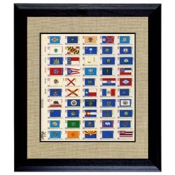 Buy 😀 U.S. State Flag Stamp Sheet in 16" x 14" Wood Frame by American Coin Treasures ❤️