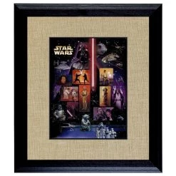 Cheap 🎁 Star Wars U.S. Stamp Sheet in 16" x 14" Wood Frame by American Coin Treasures 🎉