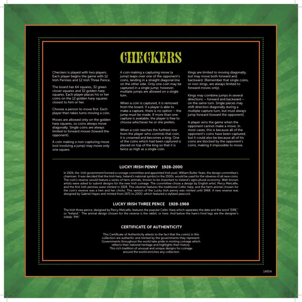 Flash Sale 🔥 Irish Checker Coin Checker Set by American Coin Treasures 💯 5 Flash Sale 🔥 Irish Checker Coin Checker Set by American Coin Treasures 💯 - Image 3