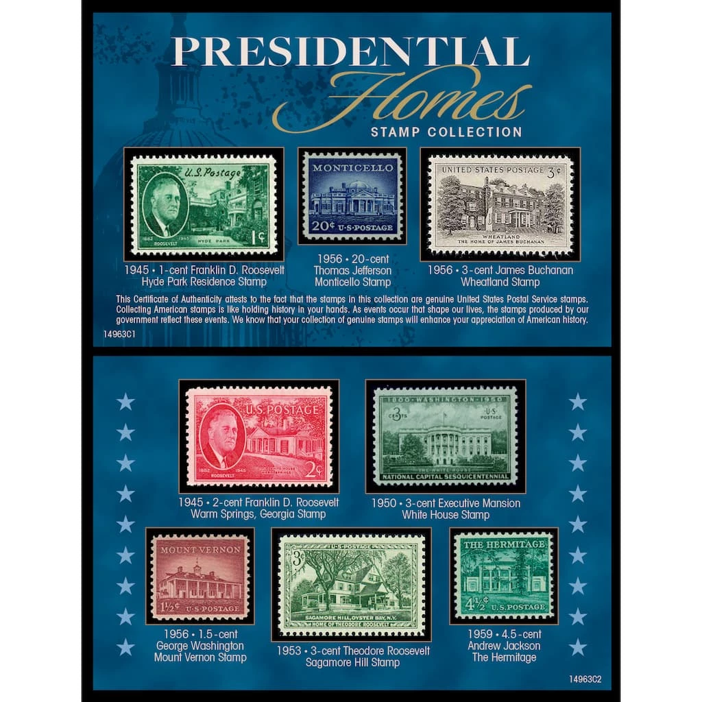 Buy ❤️ Presidential Homes Stamp Collection by American Coin Treasures 🔔 3 Buy ❤️ Presidential Homes Stamp Collection by American Coin Treasures 🔔