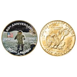 Deals 🤩 Moon Landing Eisenhower Colorized Dollar Gold Layered Coin by American Coin Treasures 🧨