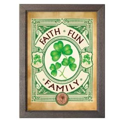 Discount 😉 Irish- Faith, Fun, Family with Irish Penny Coin in 5" x 7" Frame by American Coin Treasures 🧨