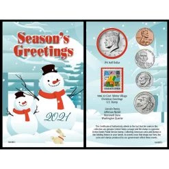 Coupon 😉 Snowman Year To Remember 2021 Coin 🎄 Christmas Card by American Coin Treasures 😉