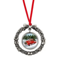 Top 10 👏 JFK Half Dollar Wreath Ornament With Colorized Vintage Red 🎅 Christmas Tree Truck Coin by American Coin Treasures ⌛
