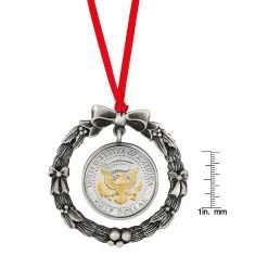 Budget ⌛ Presidential Seal 2-Tone JFK Half Dollar Wreath Ornament by American Coin Treasures 😉 -Ashley Productions Shop D496717S 4
