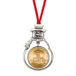Budget 🔔 Gold Plated Bicentennial JFK Half Dollar Snowman Ornament by American Coin Treasures ✔️