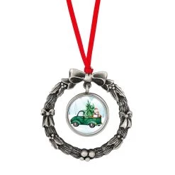 Wholesale 🌟 Wreath Ornament With Colorized Quarter Green Vintage 🎄 Christmas Truck Coin by American Coin Treasures 🧨