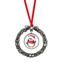Flash Sale 👍 Wreath Ornament With Colorized Quarter Penguin Coin by American Coin Treasures 😉