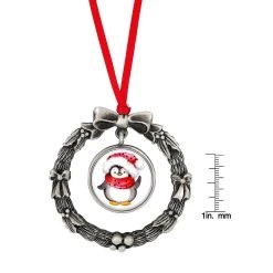 Flash Sale 👍 Wreath Ornament With Colorized Quarter Penguin Coin by American Coin Treasures 😉 -Ashley Productions Shop D496726S 4