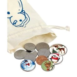 Cheap 😉 Animal Coins From Around The World And Colorized 🔔 Christmas Coins In Snowman Canvas Bag by American Coin Treasures 🎉 -Ashley Productions Shop D496730S 3