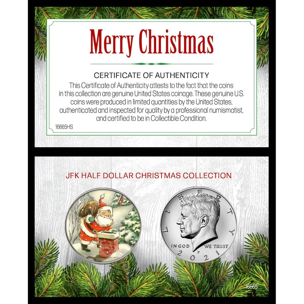 Outlet π Merry π Christmas Colorized Vintage Santa Half Dollar With 2021 JFK Coin Set by American Coin Treasures π 3 Outlet π Merry π Christmas Colorized Vintage Santa Half Dollar With 2021 JFK Coin Set by American Coin Treasures π