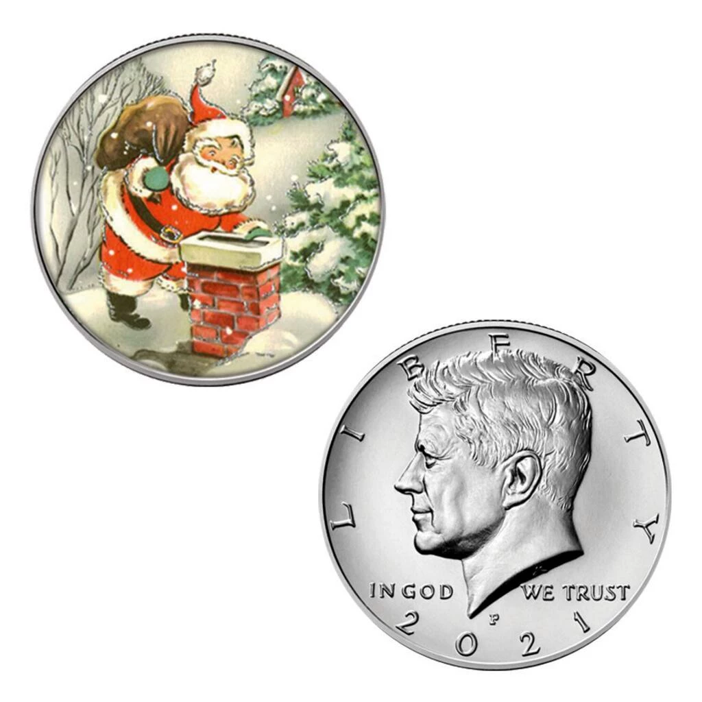 Outlet π Merry π Christmas Colorized Vintage Santa Half Dollar With 2021 JFK Coin Set by American Coin Treasures π 4 Outlet π Merry π Christmas Colorized Vintage Santa Half Dollar With 2021 JFK Coin Set by American Coin Treasures π - Image 2