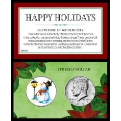 Best deal 👍 Happy Holidays Snowman Colorized Half Dollar With 2021 JFK Coin Set by American Coin Treasures 🎁