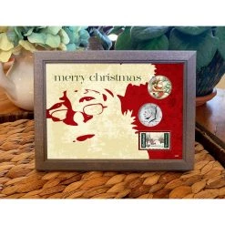 Best Pirce 😉 Merry 🎅 Christmas Colorized Vintage Santa Half Dollar With 2021 JFK Coins and Stamp in Wood Frame by American Coin Treasures 😀 -Ashley Productions Shop D496738S 4