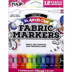 Buy 🌟 Tulip® Fine Tip 12 Color Rainbow Fabric Marker Set 🌟
