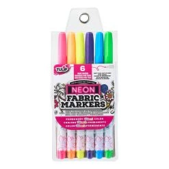 Wholesale 🎁 12 Packs: 6 ct. (72 total) Tulip® Fabric Markers® Fine Writers, Neon 👍 -Ashley Productions Shop MP267857 30